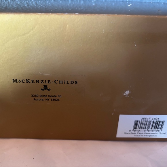 Mackenzie Childs NIB Snowflake capiz ornament with black & gold dots - Picture 6 of 6